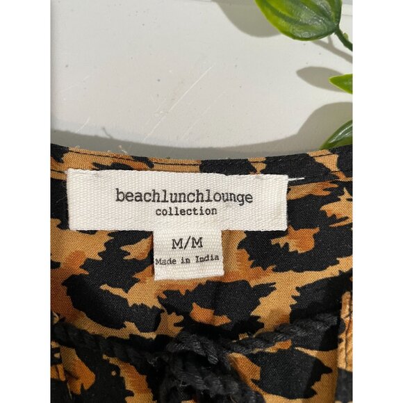 Beachlunchlounge Leopard Print Dress Medium Viscose Tassel Tie Waist & Neckline - Picture 10 of 16